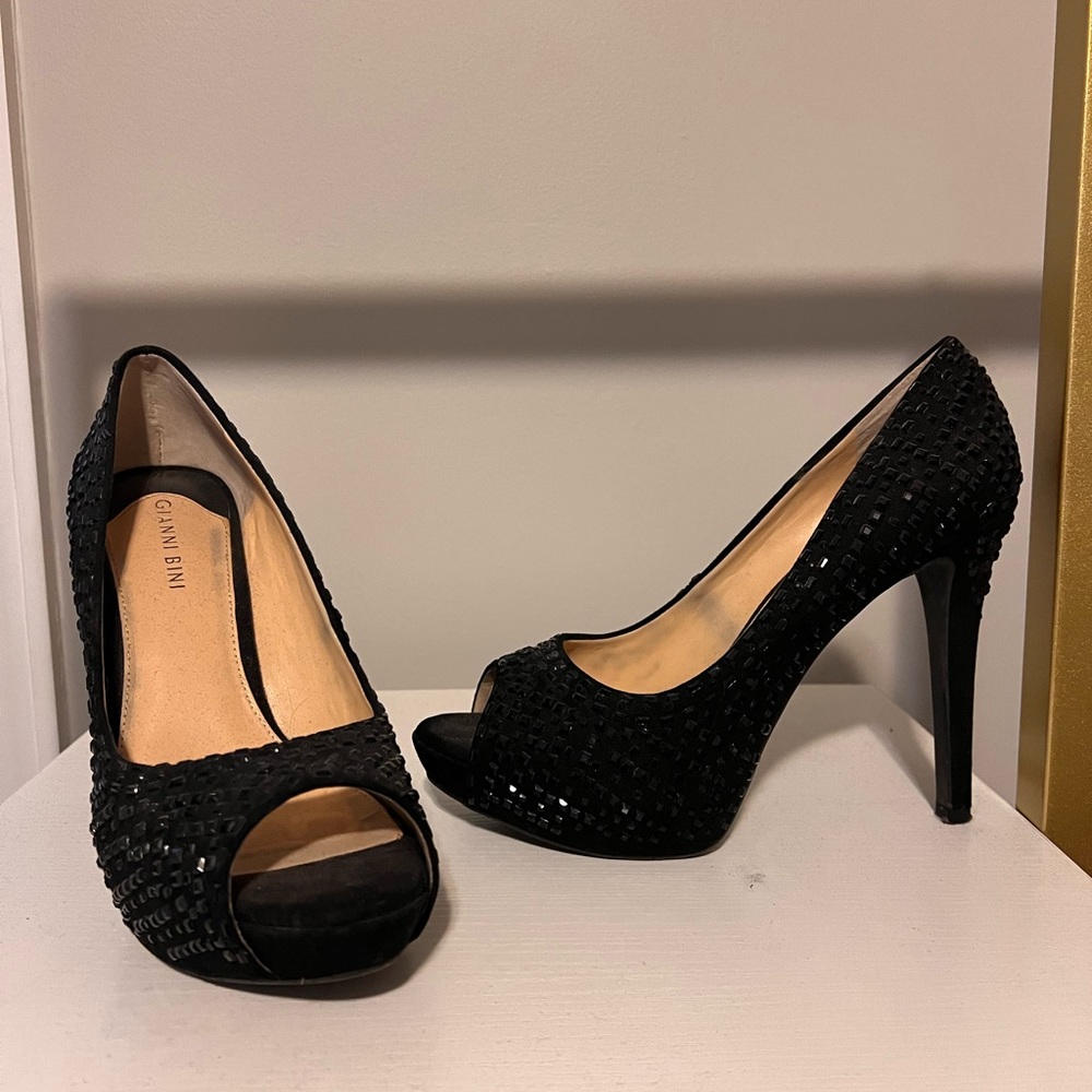 Black 4 inch studded heels